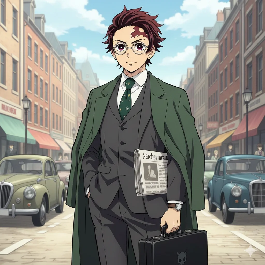 Tanjiro en el universo de spy x family