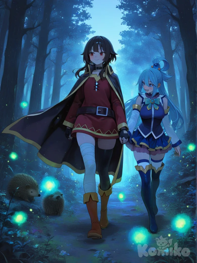 Aqua and Megumin in forest