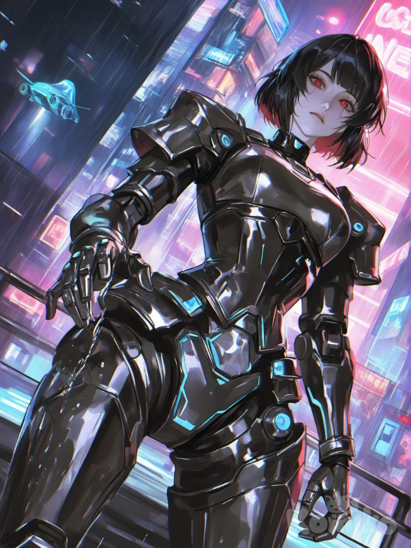 Android Cybele in cyberpunk world