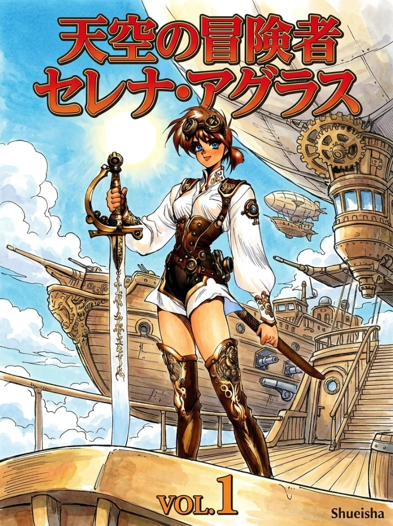 Steam Pirates Manga Cover (1990s Shirow Masamune Style)