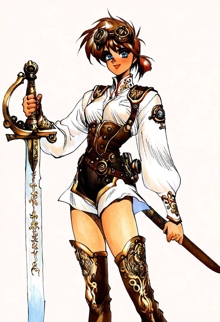 Steam Pirates Manga Cover (1990s Shirow Masamune Style)