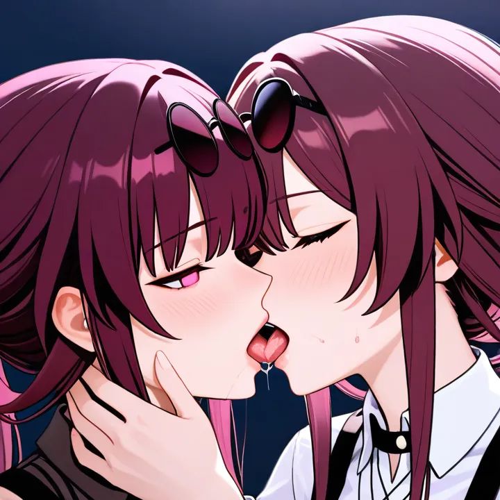 2girls, wa2000 (girls' frontline), kafka (honkai: star rail), french kiss