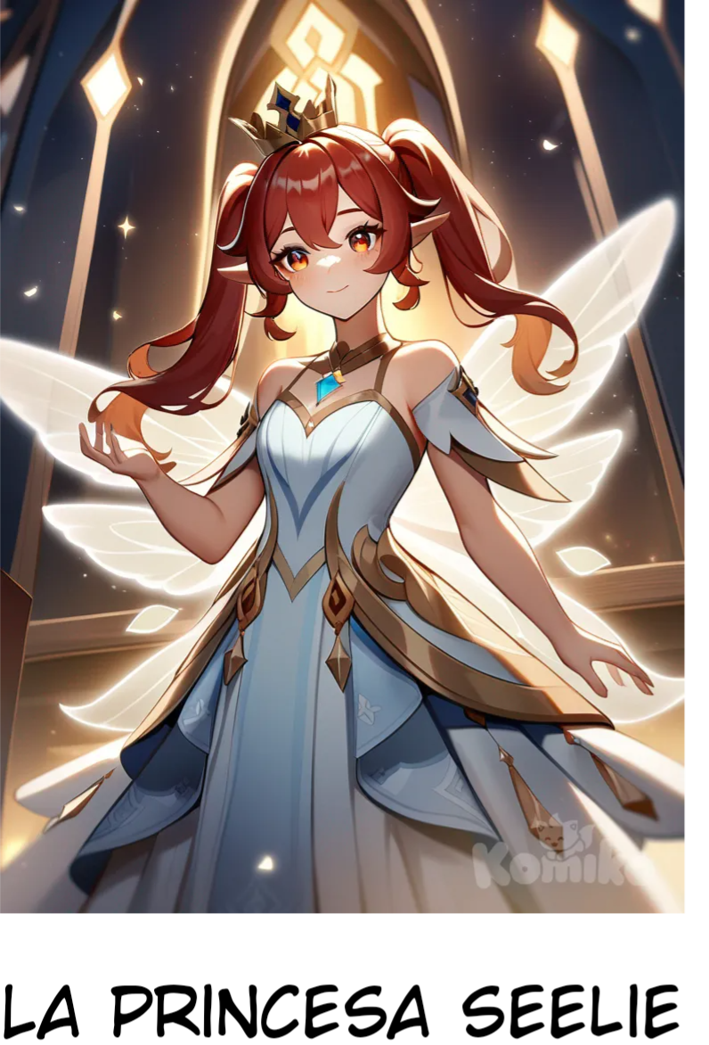 1girl, Genshin Impact, angelic elf fairy, middle-aged with charm, redhead twintails, cascade of wavy hair, enchanting heterochromic red-golden eyes , delicate freckles and dimples, radiant fair complexion, long hair, angel wings, fairy wings, Genshin Impact style, original character in the world of Genshin Impact, evening dress, crown, angle wings, earrings, necklace, jewelry, bracelet, full body, looking at viewer, cloud