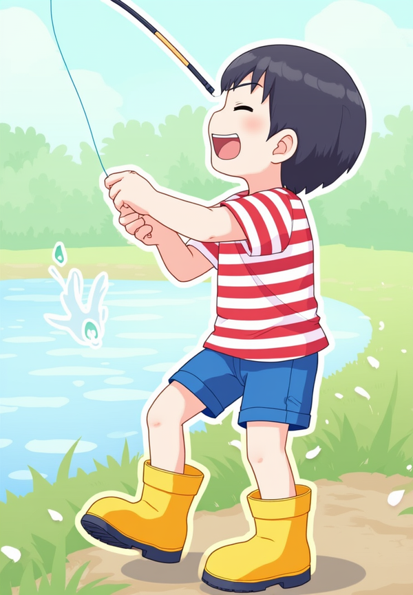 Anak kecil memancing
