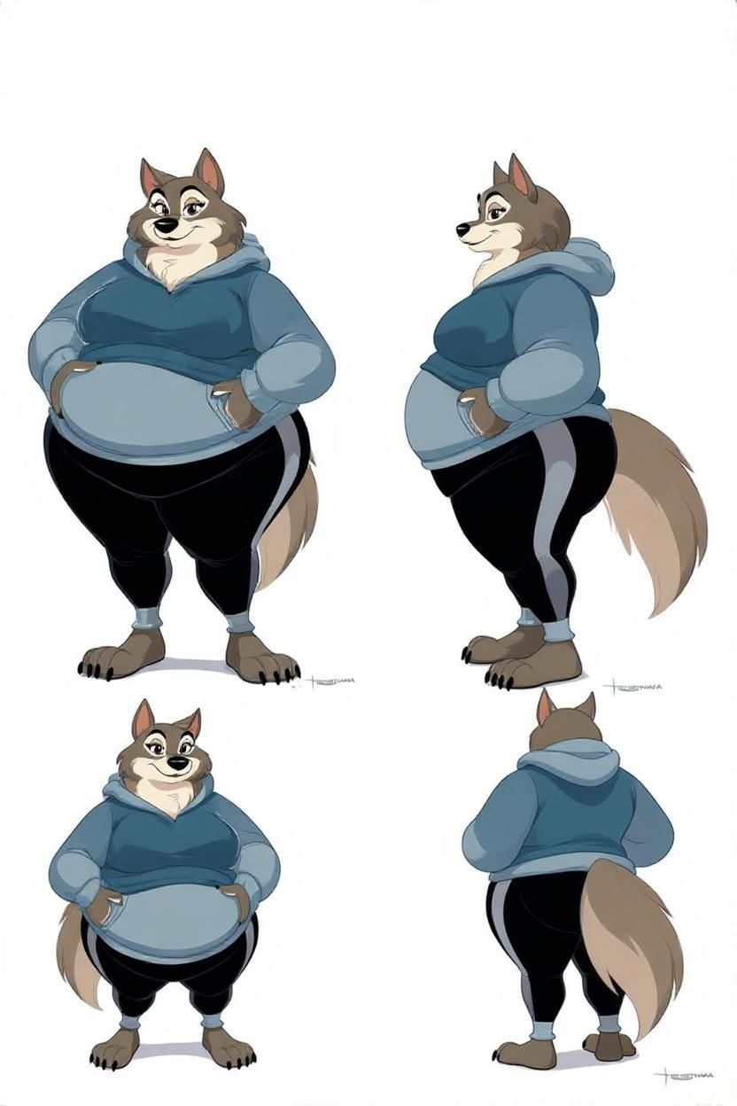 Fat Female Wolf reference Sheet