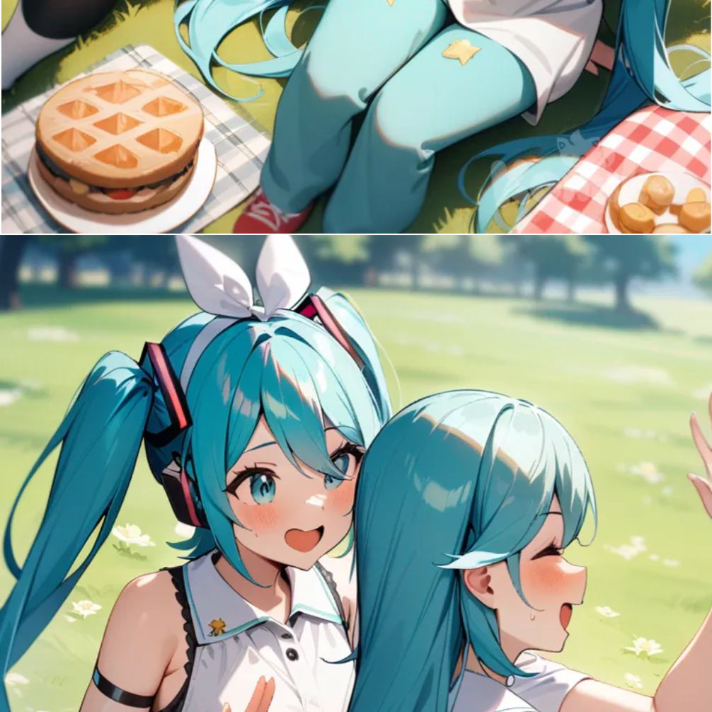 2girls, Hatsune Miku, Kagamine Rin,  pik nick