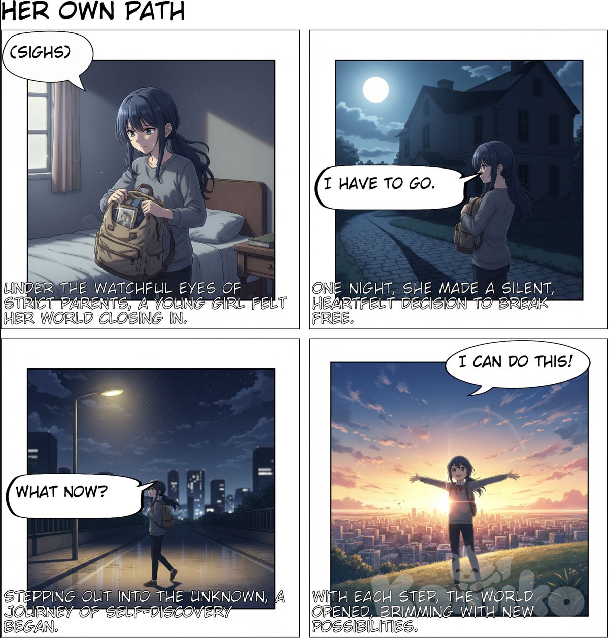 A girl who lived with very strict parents and she decided to leave 