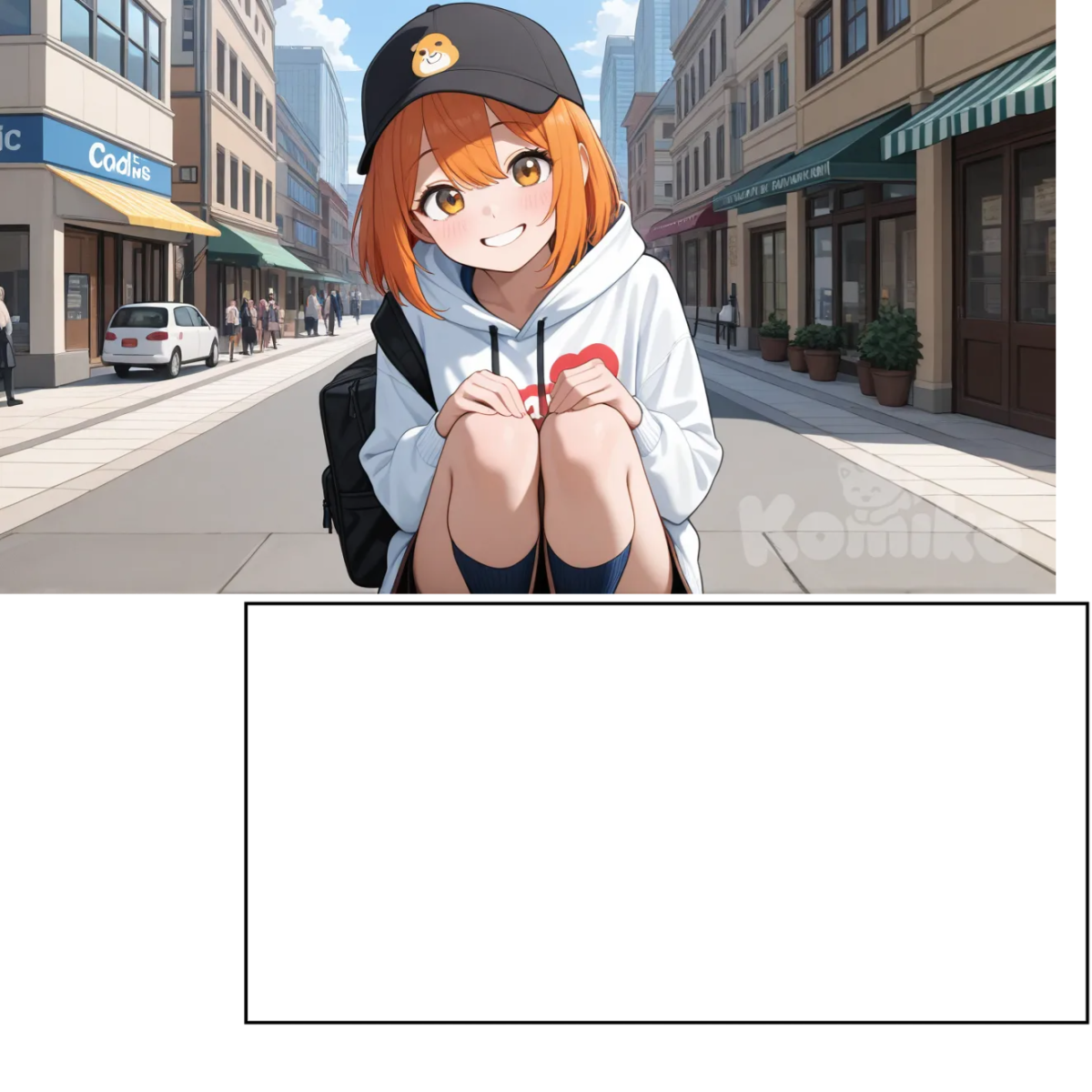 Creste very excellent quality, more Lot multiple_Anime thicc girls, change to closest_doodies white jacket, black bag, hat_Caq, height socks full of body, smile, Happy, city Hoodies white jacket, Lot more girl, ((all girl))