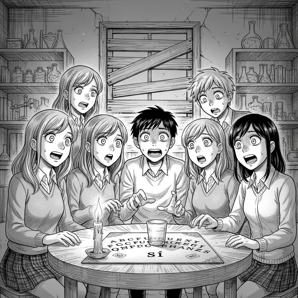 La Ouija 

Cuentan los más antiguos del Colegio Francisco de Paula Santander que, hace más de veinte años, un grupo de estudiantes del grado once, aburridos y curiosos, decidieron jugar con una ouija que uno de ellos había traído escondida en su mochila.

La sala escogida fue el antiguo laboratorio de física, un lugar que, en ese entonces, apenas se usaba. Allí, entre mesas polvorientas, enceraron las ventanas, encendieron una vela y colocaron la tabla sobre una mesa circular. Eran cinco: tres muchachas y dos muchachos. Todos rieron al principio, burlándose de lo absurdo del juego. Pero cuando comenzaron a mover el vaso sobre la tabla, algo cambió en el aire.

La temperatura bajó. Uno de ellos —Sara, la más escéptica— preguntó si había un espíritu presente. El vaso se movió lentamente hacia el "Sí".

Las risas se apagaron.

La segunda pregunta fue: "¿Quién eres?"
La ouija deletreó: "P-R-O-F-E-S-O-R"

Ellos creyeron que era una broma de alguien del grupo, pero el vaso empezó a moverse solo, cada vez más rápido. Las luces del laboratorio parpadearon, y una de las chicas se desmayó.

Lo último que recuerdan los demás es un grito agudo que pareció salir de los muros del colegio, y luego… silencio.

Sara nunca volvió a ser la misma. Dejó el colegio semanas después, y quienes la volvieron a ver aseguraron que hablaba sola y se tapaba los oídos como si escuchara voces.

Desde ese día, el laboratorio fue clausurado sin explicación oficial. Pero algunos profesores antiguos dicen que allí murió un docente décadas atrás, por una reacción alérgica a los químicos. Su cuerpo nunca fue encontrado, y hay quienes aseguran que su espíritu aún ronda el colegio, buscando a quienes se atreven a llamarlo.

Hoy en día, los estudiantes aseguran escuchar pasos en los pasillos cuando el colegio ya está vacío. Otros han visto sombras moverse detrás de las ventanas clausuradas del viejo laboratorio.

Y si algún valiente intenta pronunciar el nombre del profesor durante la noche… algunos dicen que la ouija aparece sola, sobre una mesa del salón más oscuro del colegio.