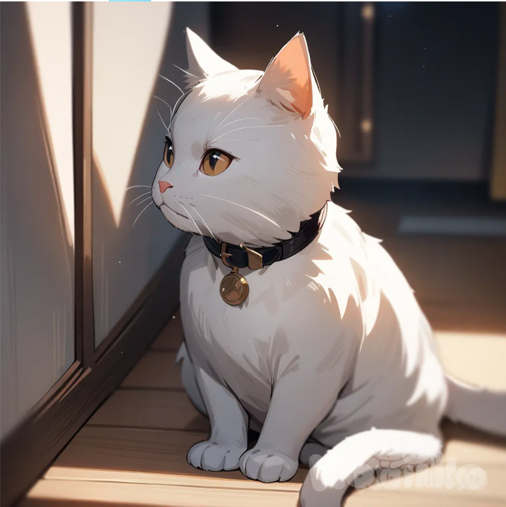 A cat sits alone