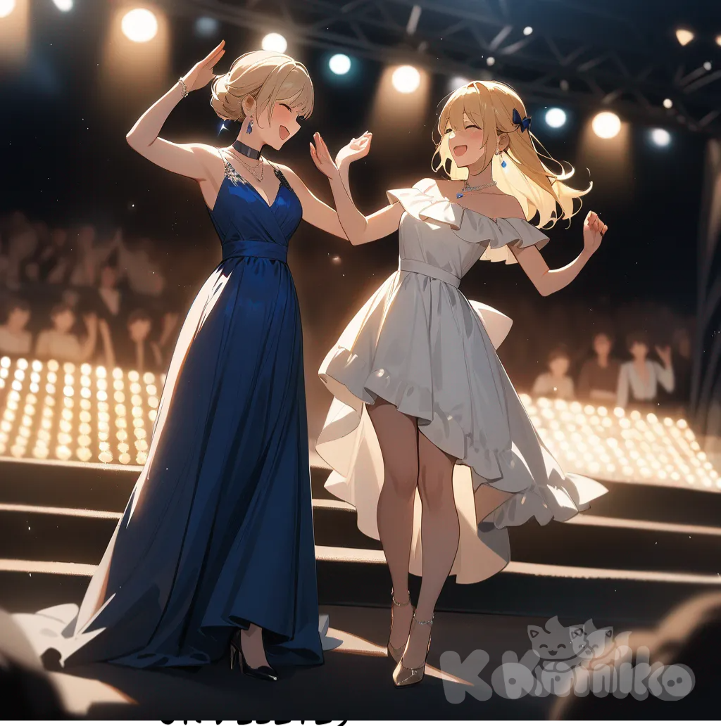 2 sisters enjoying themselves on stage