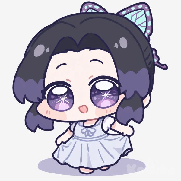 Kochou Shinobu, 1girl, adult, short hair, black hair with violet tips, butterfly ribbon, violet eyes, (vivid_eyes:1.3), (detailed_eyes:1.3), glossy lips, smooth skin, subtle blush, (detailed_face:1.2), anime accurate face, gentle smile, elegant look,
wearing a sundress with floral patterns, soft fabric folds, light breeze flowing,
dynamic pose: mid-spin, holding the hem of her dress playfully, hair strands flowing,
expression: warm gentle smile with sparkling eyes,
full body, entire character visible, outdoor garden background with soft glow, butterflies fluttering around, pastel color palette, vibrant colors, harmonious lighting, cinematic lighting, depth of field, light particles, soft focus, bokeh, best_quality, ultra_detailed, 8k, perfect anatomy, smooth render, beautiful shading, anime style., [chibi-sticker-style]