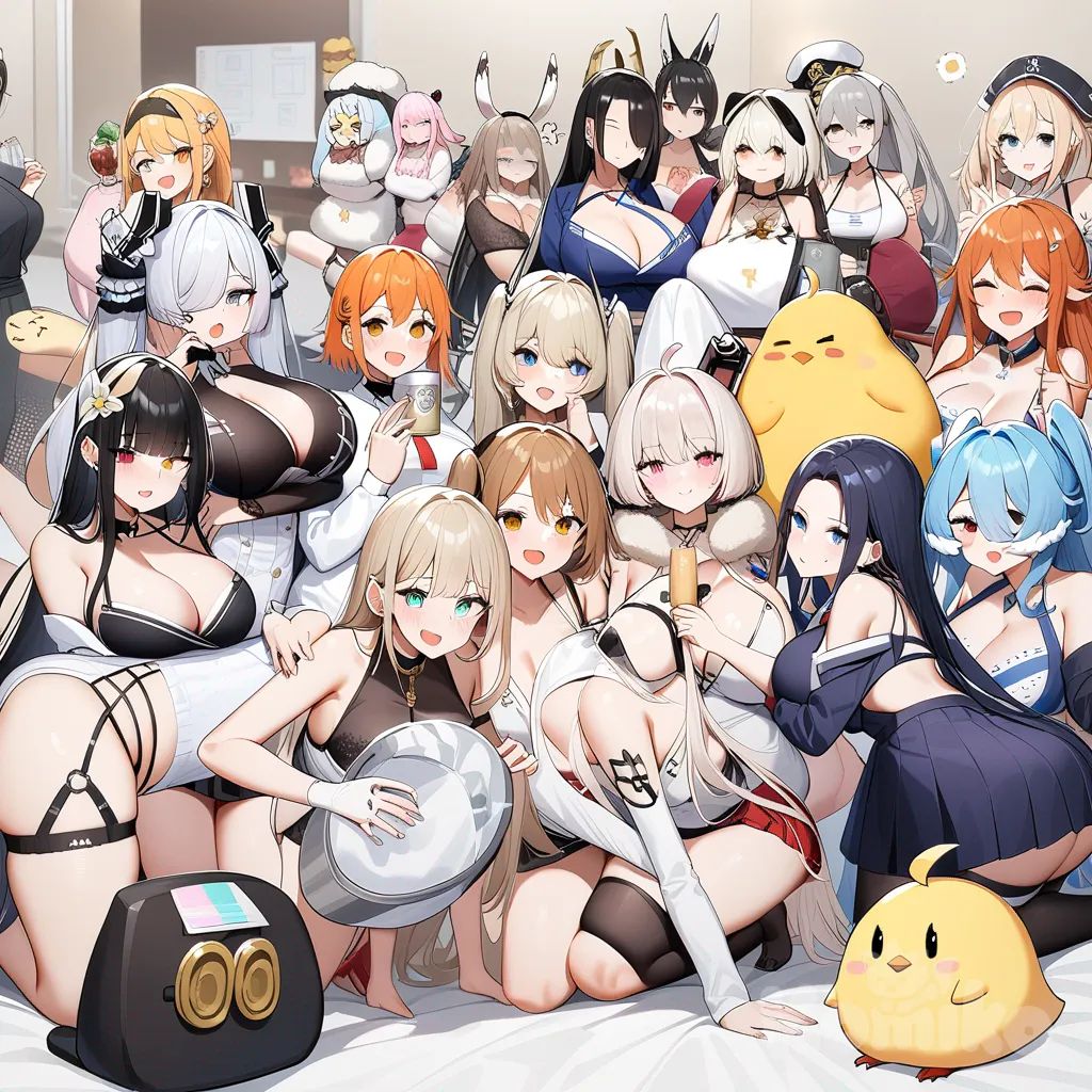 Nami (One Piece), Nico Robin, Boa Hancock, Elira Pendora, Dinergate (Girls' Frontline), Mudrock (Arks), Manjuu (Azur Lane), Taihou (Azur Lane), Formidable (Azur Lane), Shinano (Azur Lane), Implacable (Azur Lane), Kashino (Azur Lane), Belfast (Shopping With The Head Maid) (Azur Lane), 3d model, dancing, kissing, angry, village, night