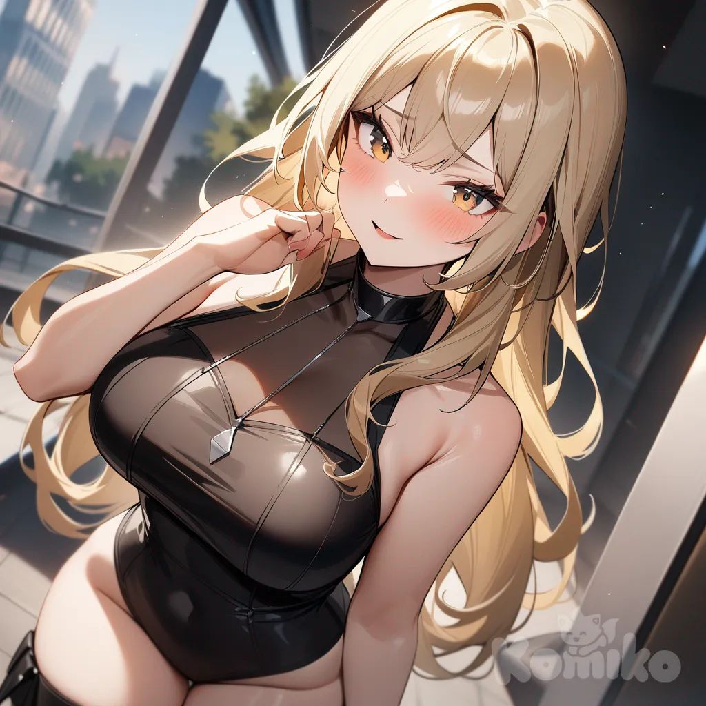 1 girl, blonde hair, sexy clothes