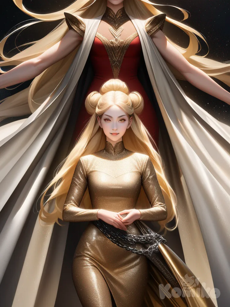 An ultra-photograph shows a full-length, athletic, beautiful, and slender 25-year-old woman with a realistic body. capturing a stunning woman stand with super-long, straight blonde hair Her brown eyes radiate confidence with a radiant smile Tinker Bell stands resplendent with her blonde hair styled into a tight bun secured by a black chain. She wears an ultra-revealing, form-fitting red dress made from dark, leafy fabric, adorned with silver studs and lace, accentuating her hourglass figure and prominent bosom. El fondo realza la silueta de la mujer. Su cabello luce liso y bien definido, con suaves notas musicales y el nombre "Luis Arcy" flotando suavemente alrededor de sus pies. Her large, intricate wings, made of dark, translucent material with shimmering streaks of dark purple and black, stretch gracefully behind her. Set against a backdrop of a