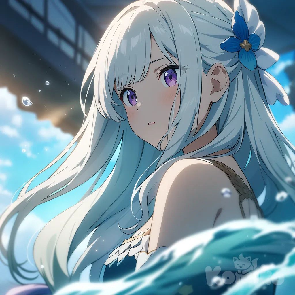 anime coloring, 1girl, 16 years old mermaid, upper body