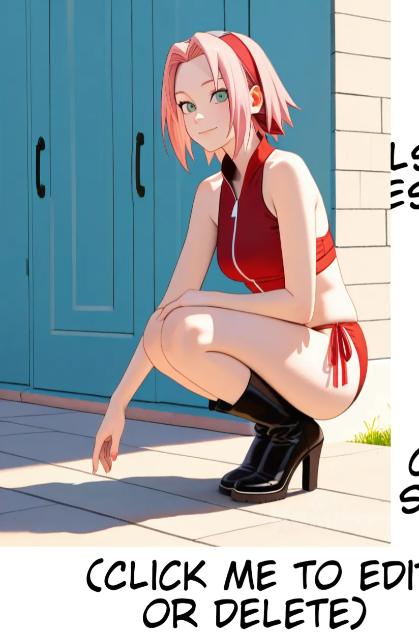 Estilo semi realista, haruno sakura, high heel boots, side-tie bikini bottom