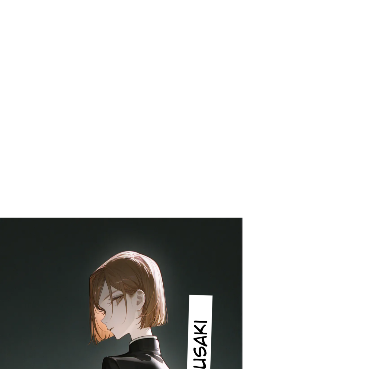 Kugisaki Nobara, [high-contrast-glossy-style], holding martillo, headshot