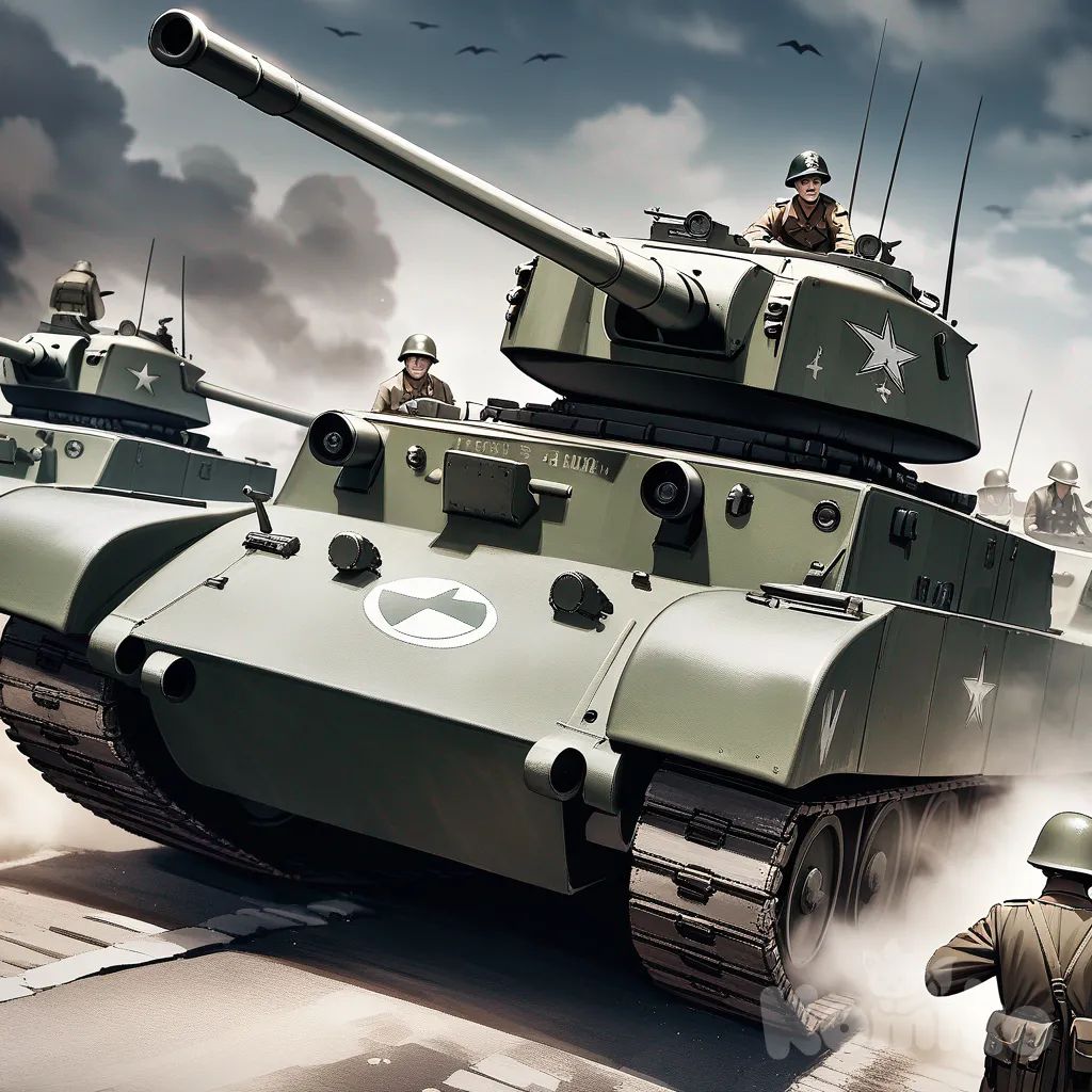 T-34전차, T-34전차, T-80전차가 진격하는 모습, 흑백, 2차 세계대전, 독일 베를린