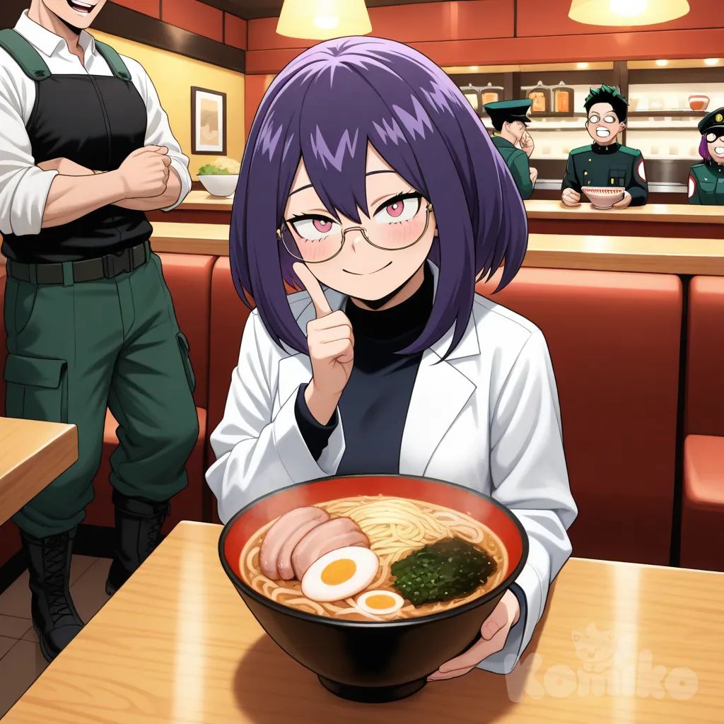 Aira comiendo ramen
