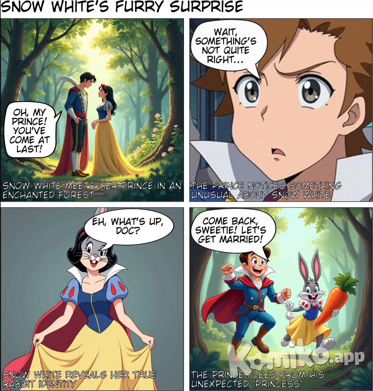 Rabbit image of Snow White and her prince
