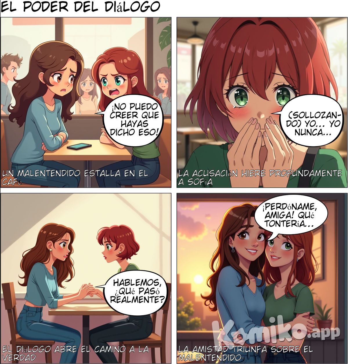 Un malentendido genera un conflicto entre Valentina y Sofía. Ambas se sienten heridas, pero a través del diálogo y la comunicación, logran resolver la situación. Al final, se piden perdón y refuerzan su amistad.