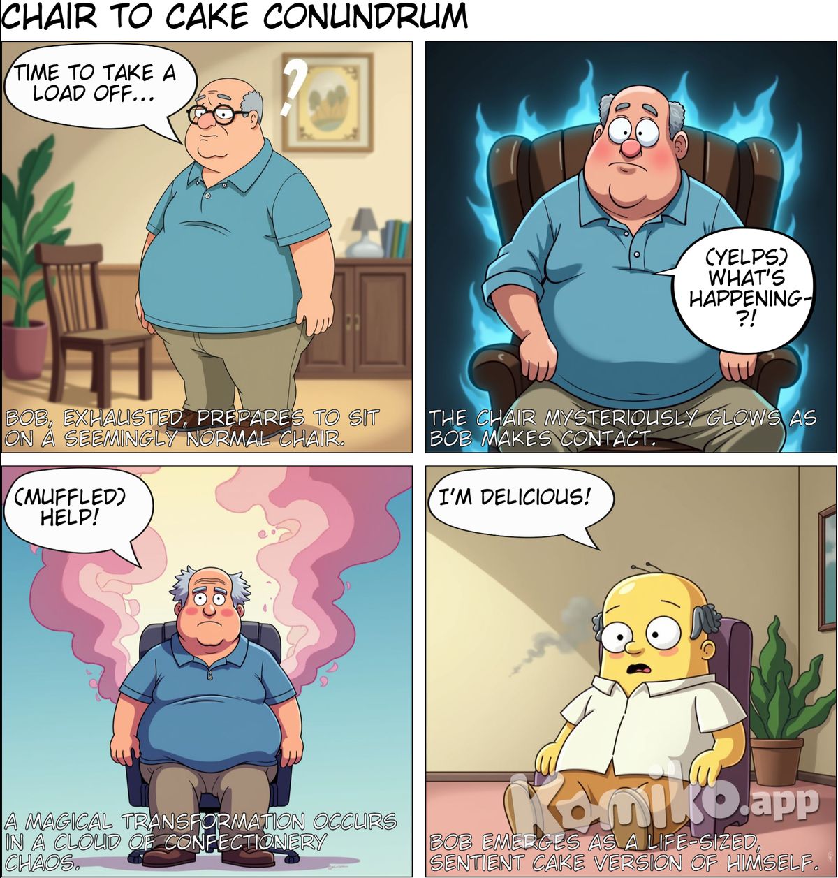a man sitdown and become a cake