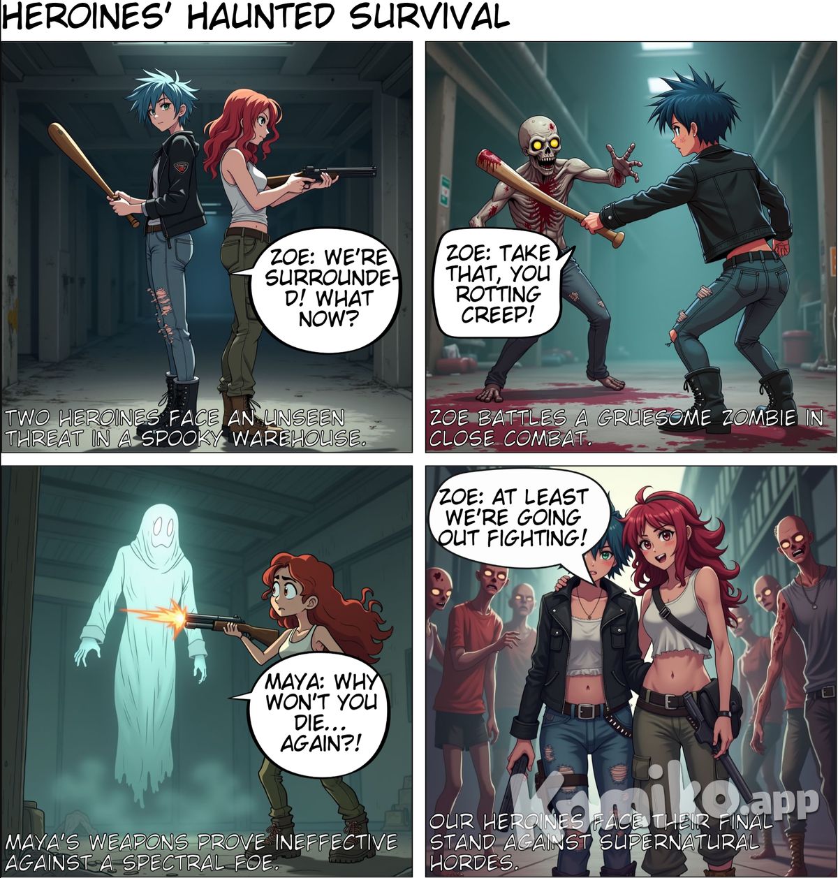 4 heroines must survive , they have more problems like bloody zombies and ghosts