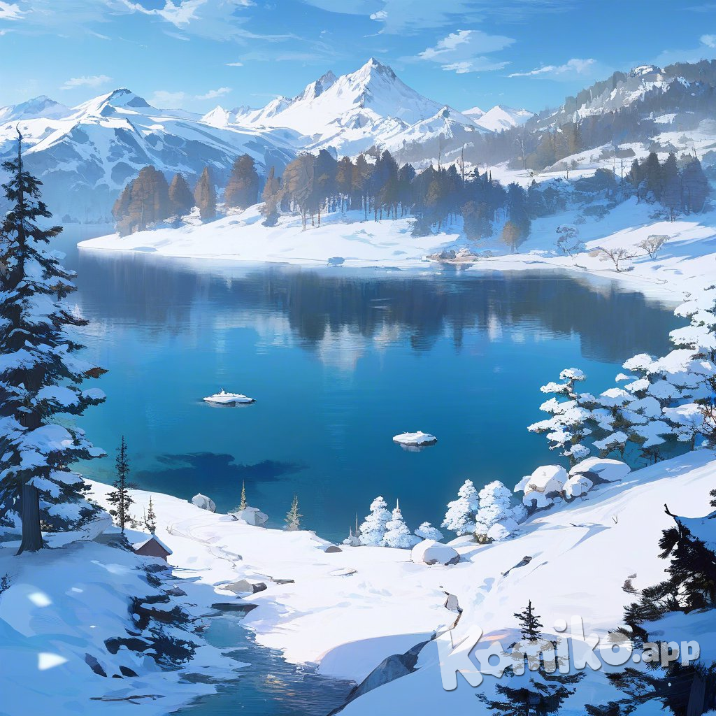 Snowy lake view