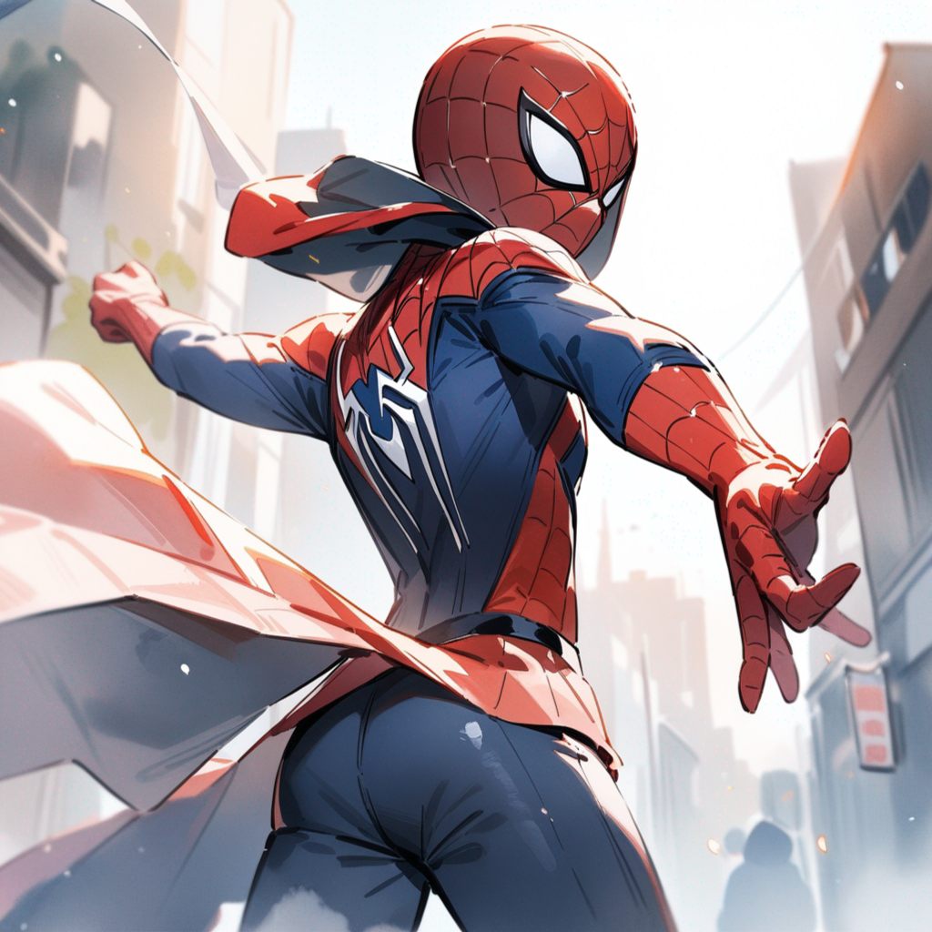 Spider man is looking back