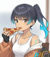Sena Eating Pizza