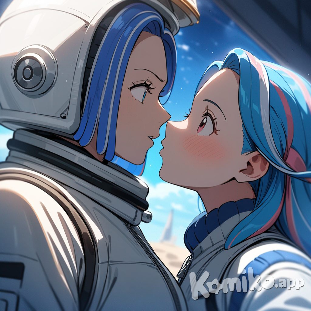 Ulti (One Piece), Nefertari Vivi, kissing, spacesuit, tracksuit, looking away