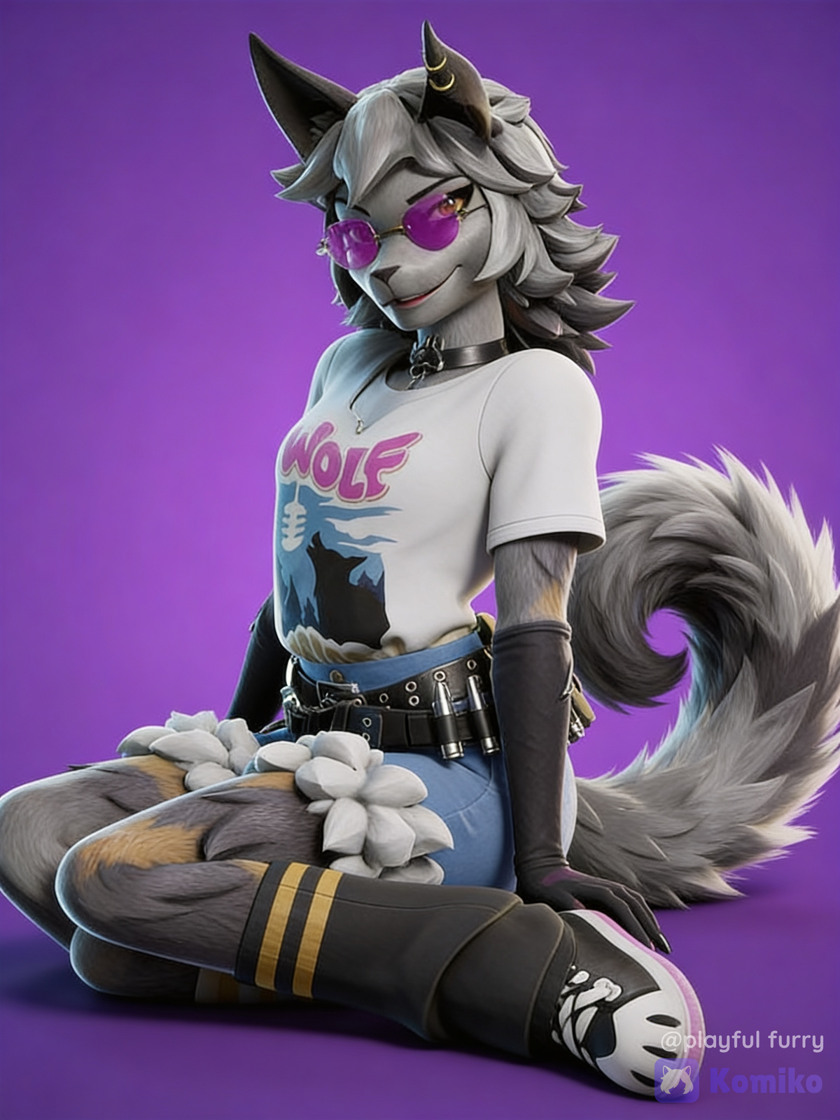 sitting wolfie