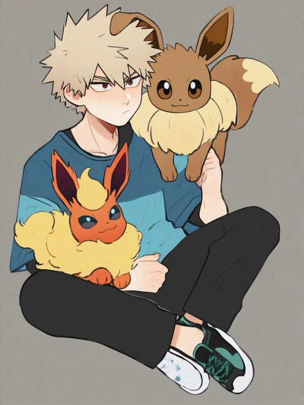 Bakugo Katsuki and his Eevees:)