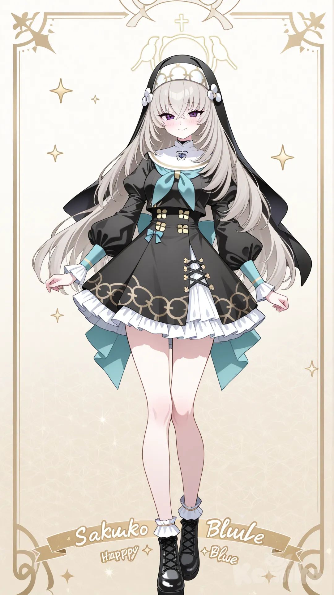 Wallpaper, sakurako (blue archive), idol, full body, happy expression