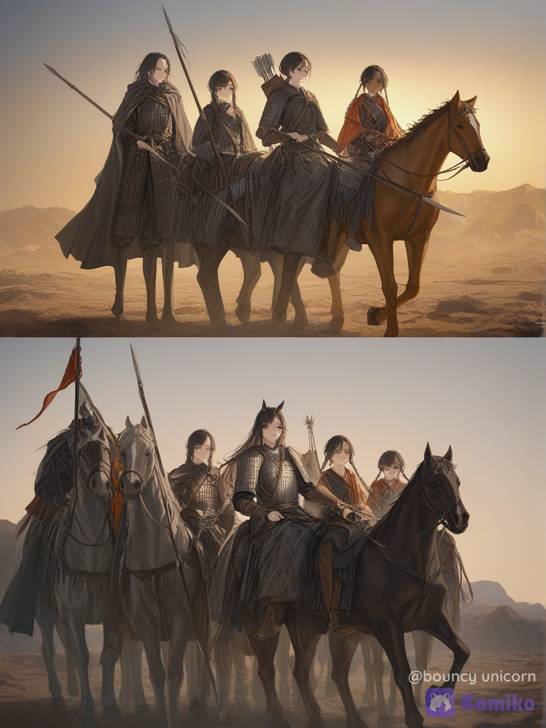 Amazons at sunset
