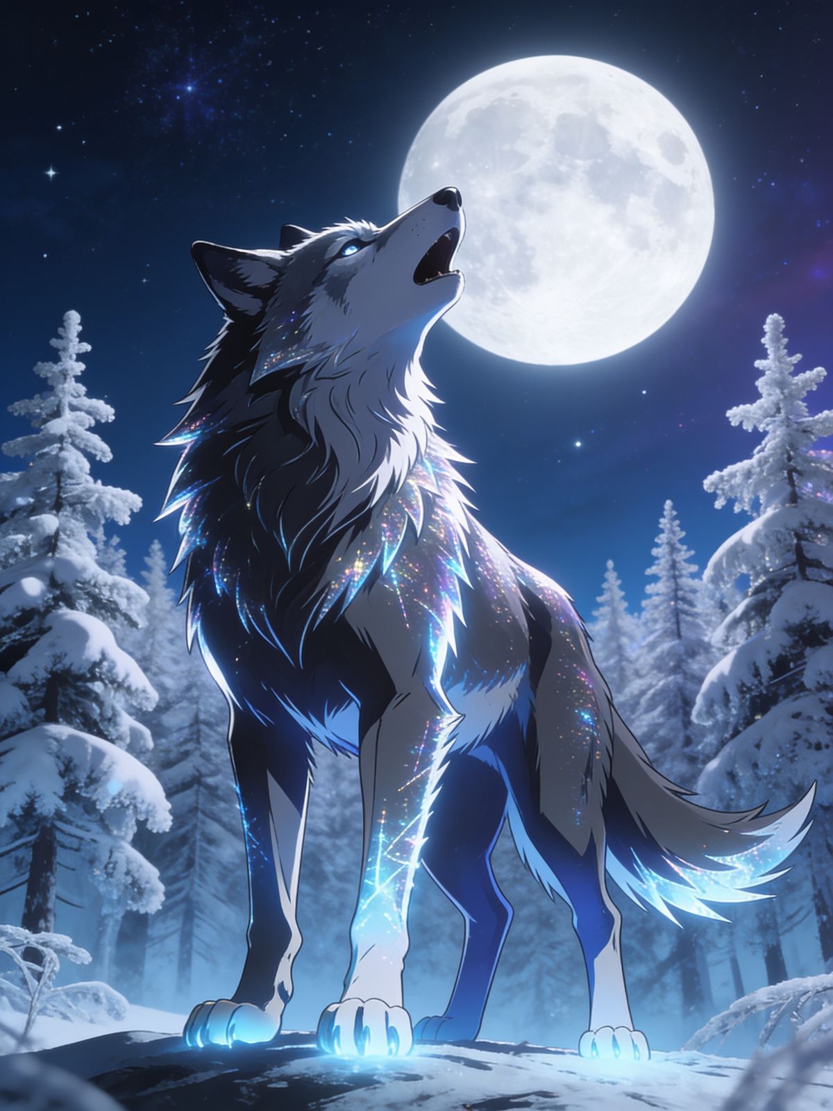 🌕 Glitzerwolf heult zum Mond 🐺