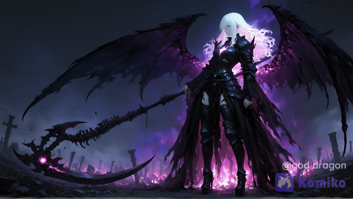 "The scythe harvests lives; her presence harvests destinies."