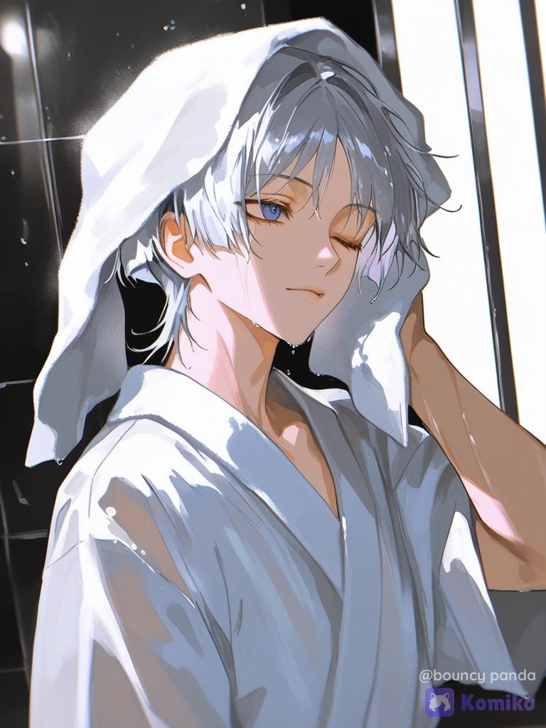 Scara's cozy towel moment (´• ω •`)