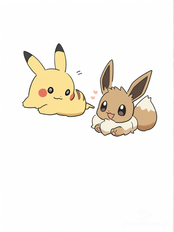 Eevee and pikachu cute