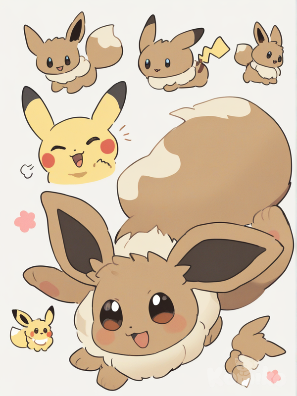 Eevee and pikachu