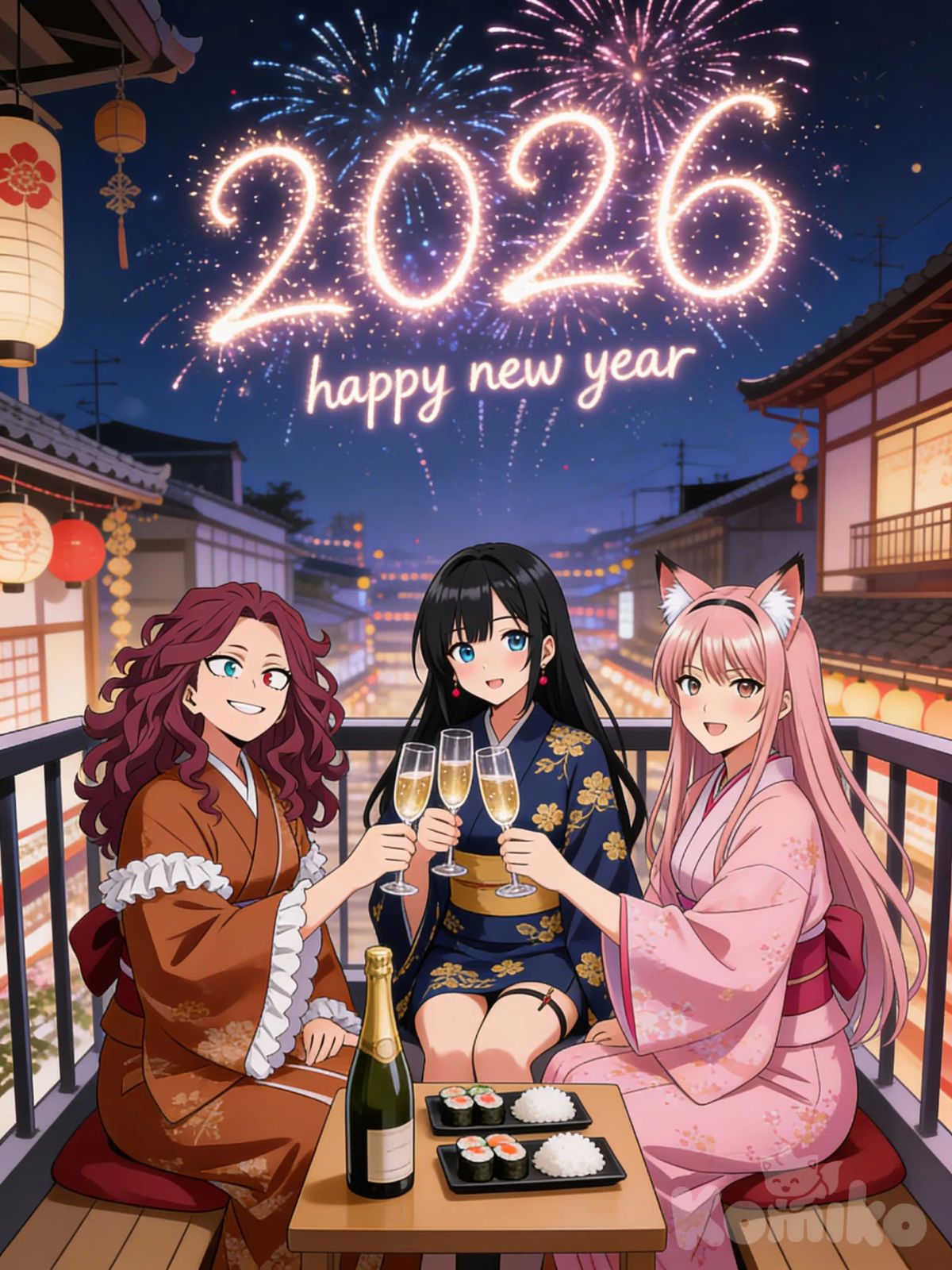 Rika, Yumi, Alerra : They love The festival and wish You a happy new year