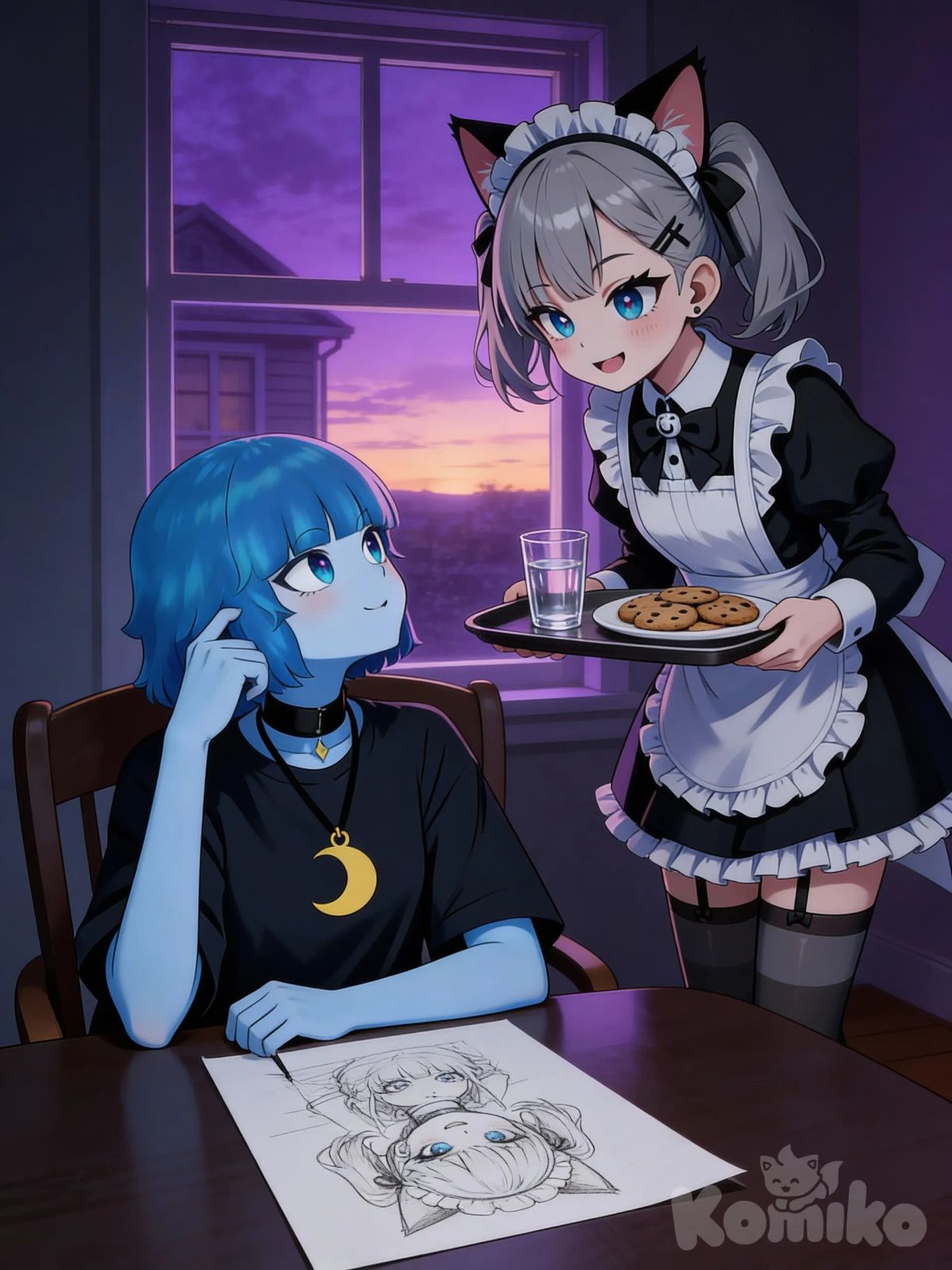 Hory , Luna : The maid and the artist on a normal day (see description).