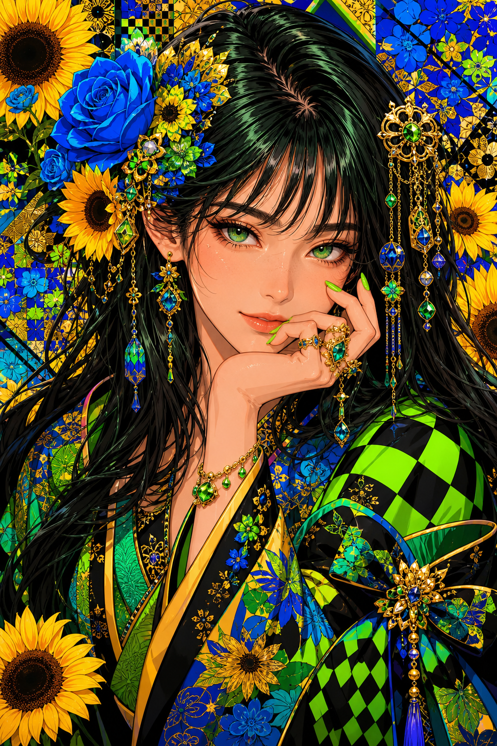 Emeralds Beneath the Sunflowers 🌻💚