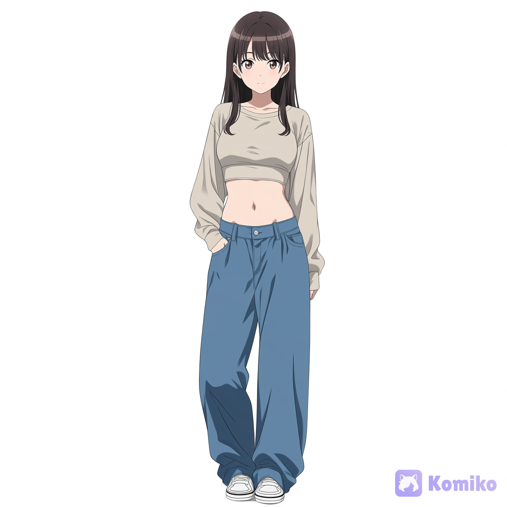 Anime girl, with baggy pants