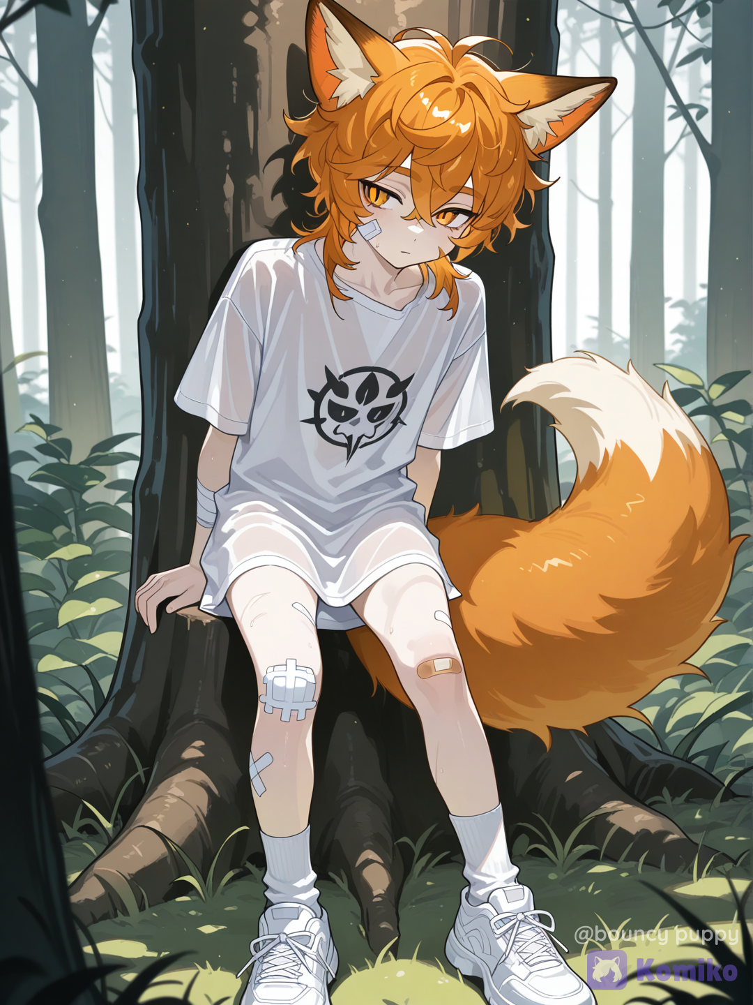 Fox boy in the woods