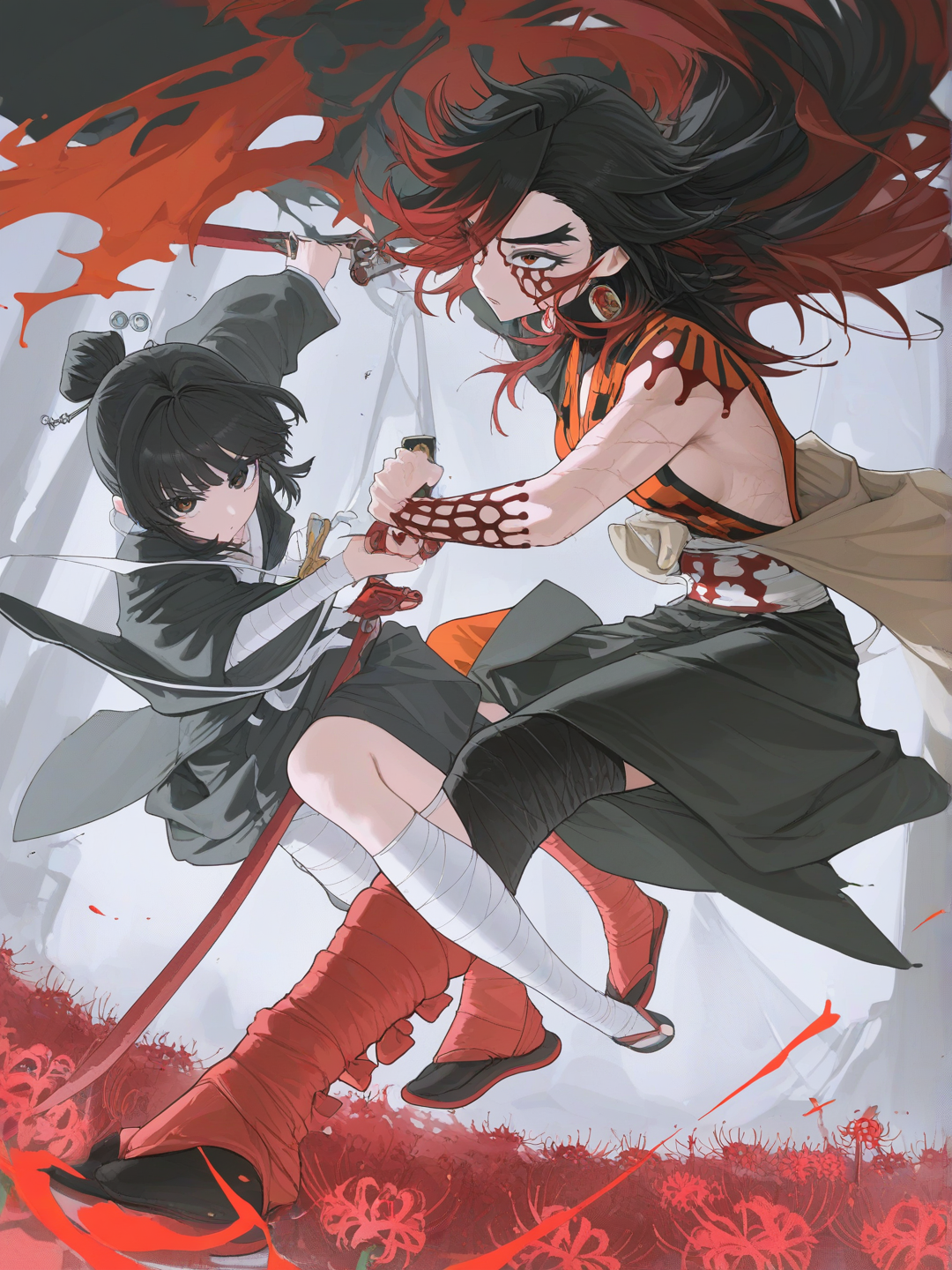 Benihime fights demon with blood demon art: Scarlett Spider Web