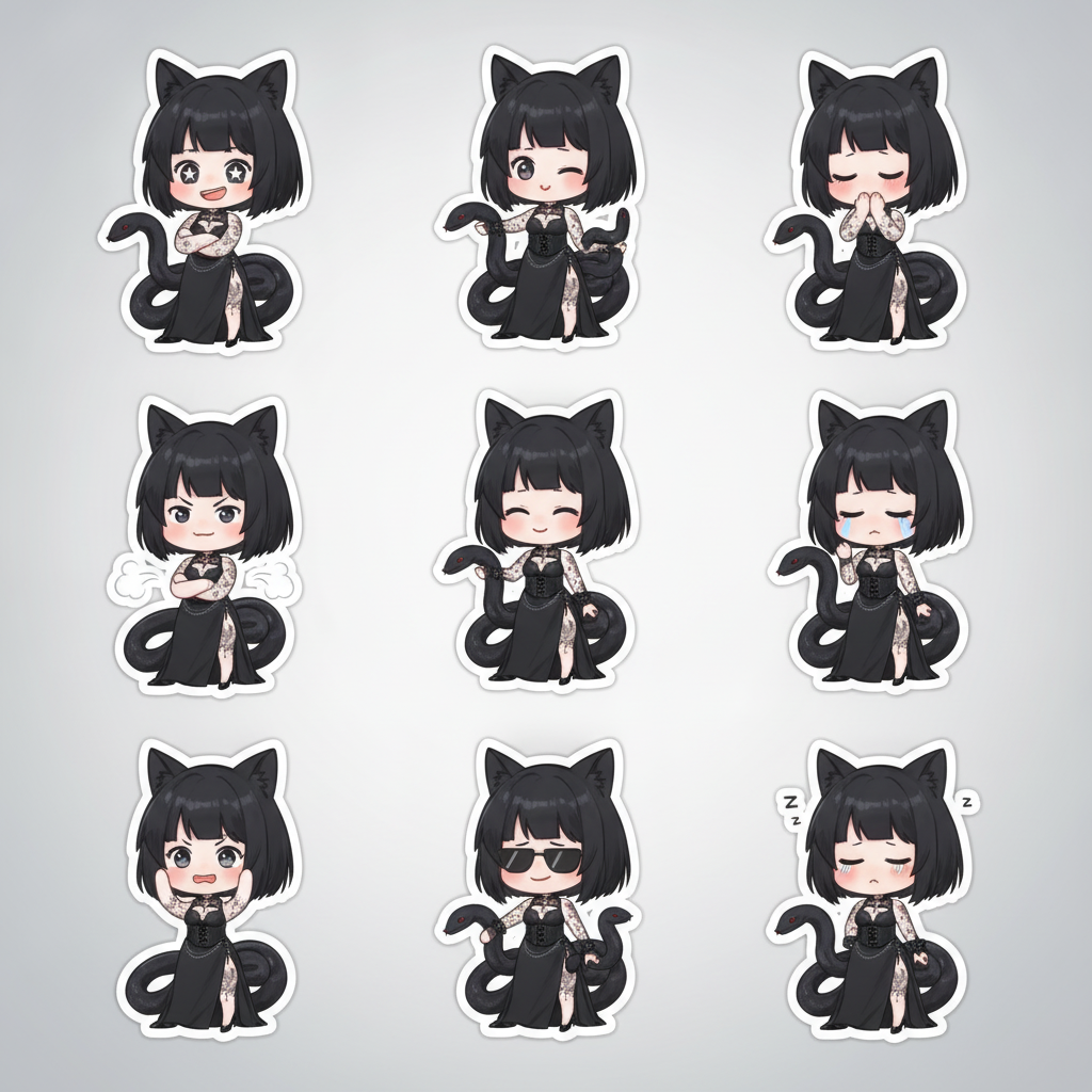 Goth Fox Girl Stickers