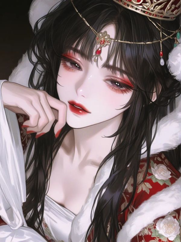 [semi-realistic-portrait-style], 1girl,สวมชุดแสดงงิ้วปักกิ่งสีขาวลายดอกไม้,ทาหน้าสีขาว,ทาขอบตาสีแดง,ทาริมฝีปากสีแดง,สวมมงกุฎจีนสีฟ้า,ผมยาวสีดำ