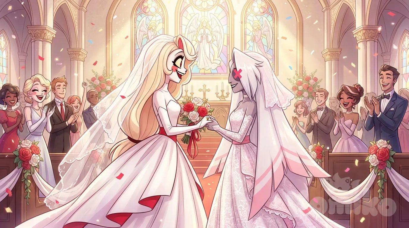 @Charlie_Magne, @Vaggie , wedding dress, wedding, wedding ring, church